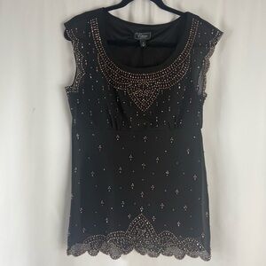 DRESSBARN  Collection Black Elegant Beaded Formal Top Size:12